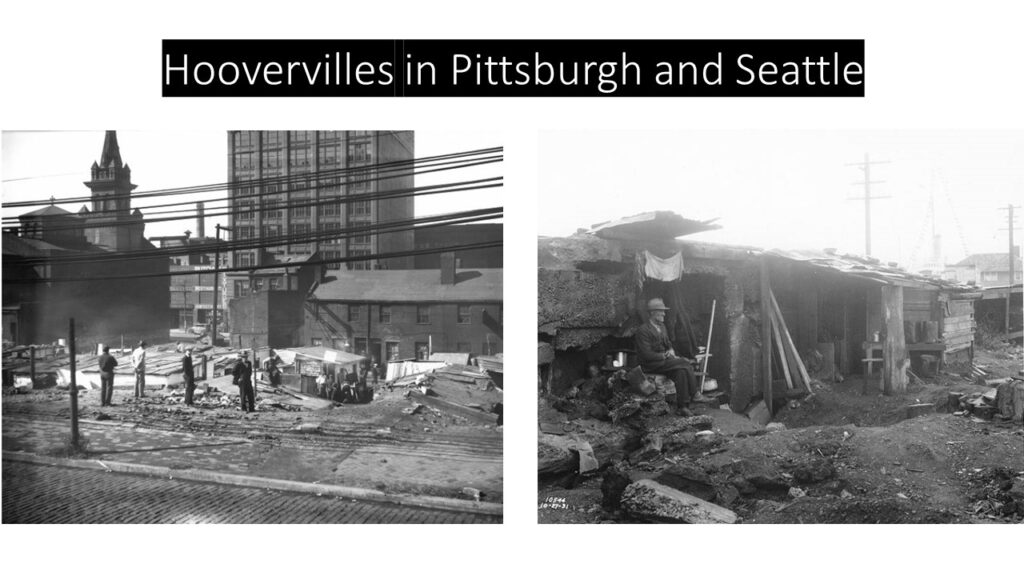 Photographs of Hoovervilles in Pittsburgh and Seattle