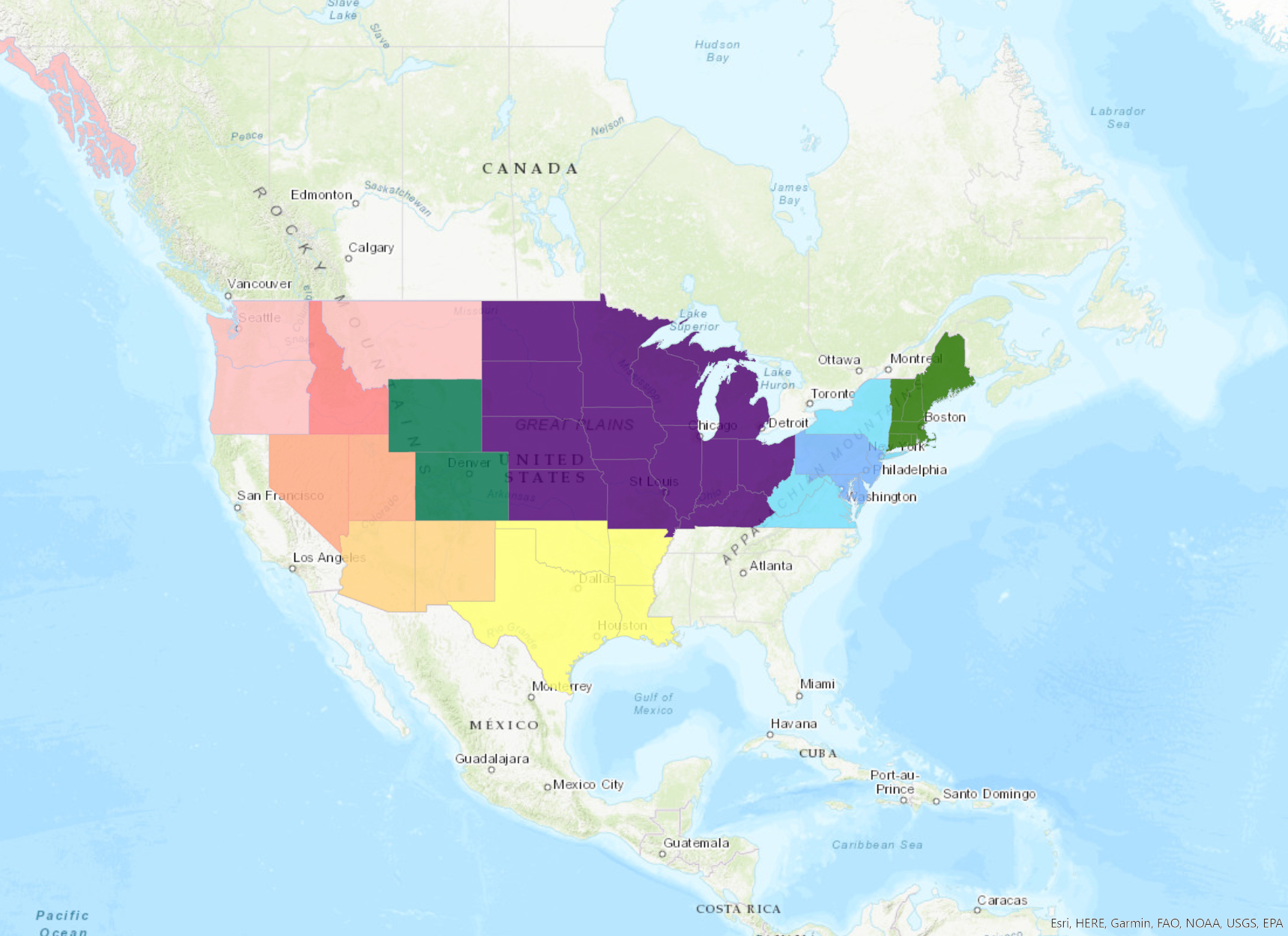 A map of the continental US showing color-coded states belonging to archival associations 